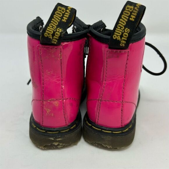 Dr. Martens Brooklee Kids Toddler Lace Up Boots Hot Pink Patent Leather Size 7 - Picture 7 of 12